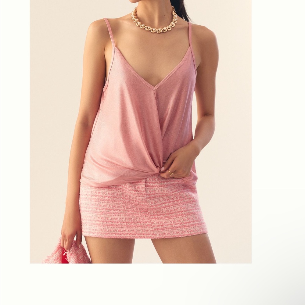 Pink Sleeveless Top and Skirt Set